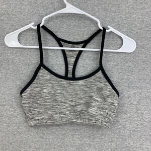Sports Bra Womens Small Gray Black Trim Racerback Cut Out Sides Lined Activewear